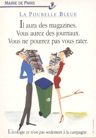 1995 - Campagne de communication en faveur de la collecte sélective des magazines et journaux dans Paris