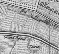 Zoom extrait du plan de Paris de Vaugondy sur lequel on voit une voirie
